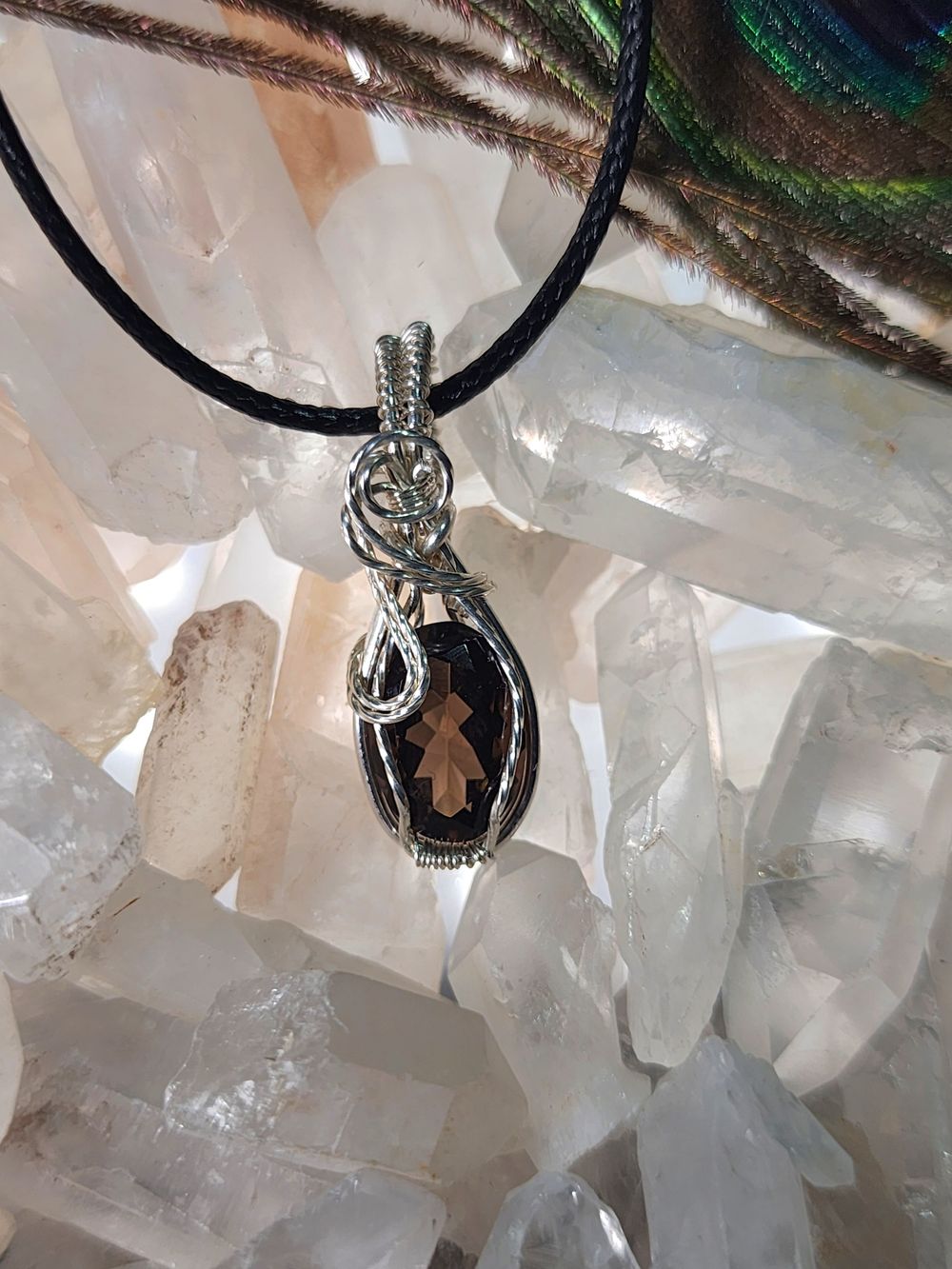 Esme - Faceted Smoky Quartz in fine Silver Plate