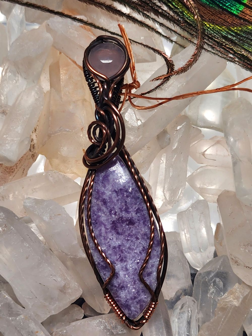 Fiona - Lepidolite and rose quartz in copper